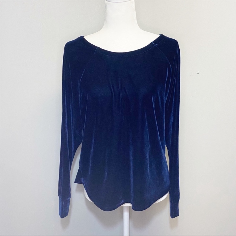Lilla P Velvet Long Sleeve Criss Cross Back Top